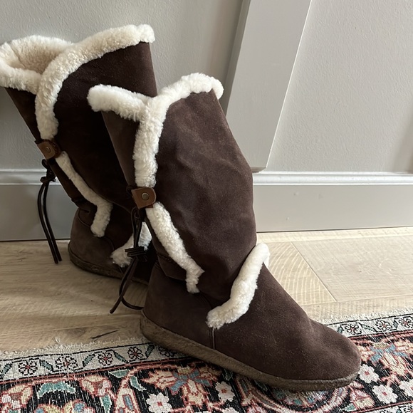 Eddie Bauer suede and sherling boots sz 8 - Picture 6 of 8